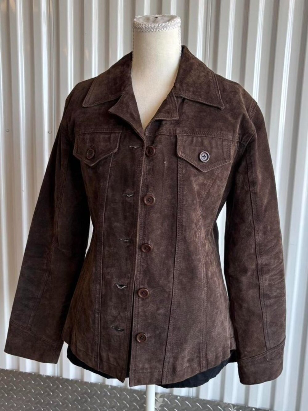 Women's Vintage Brown Suede Trucker Style Jacket